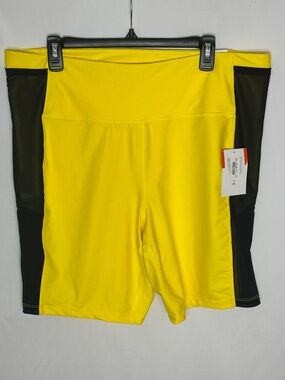 NWT Sports Illustrated High-Waist Yellow Active Shorts with Black Side Panels